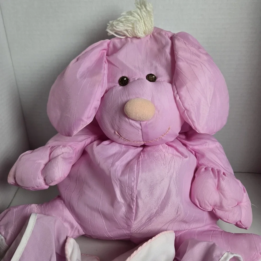 Vintage 1986 Puffalump Puppy Dog Fisher Price #8003 Pink Stuffed Plush Toy Shirt